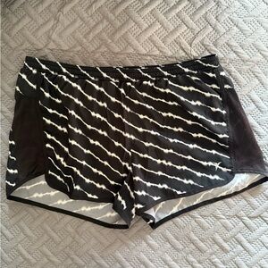 Black and White Patterned Athletic Shorts